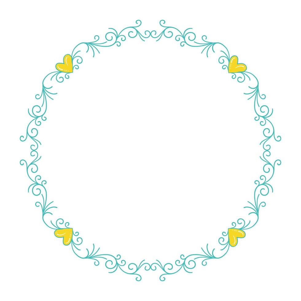 Hand drawn flat design hearts border and frame vector