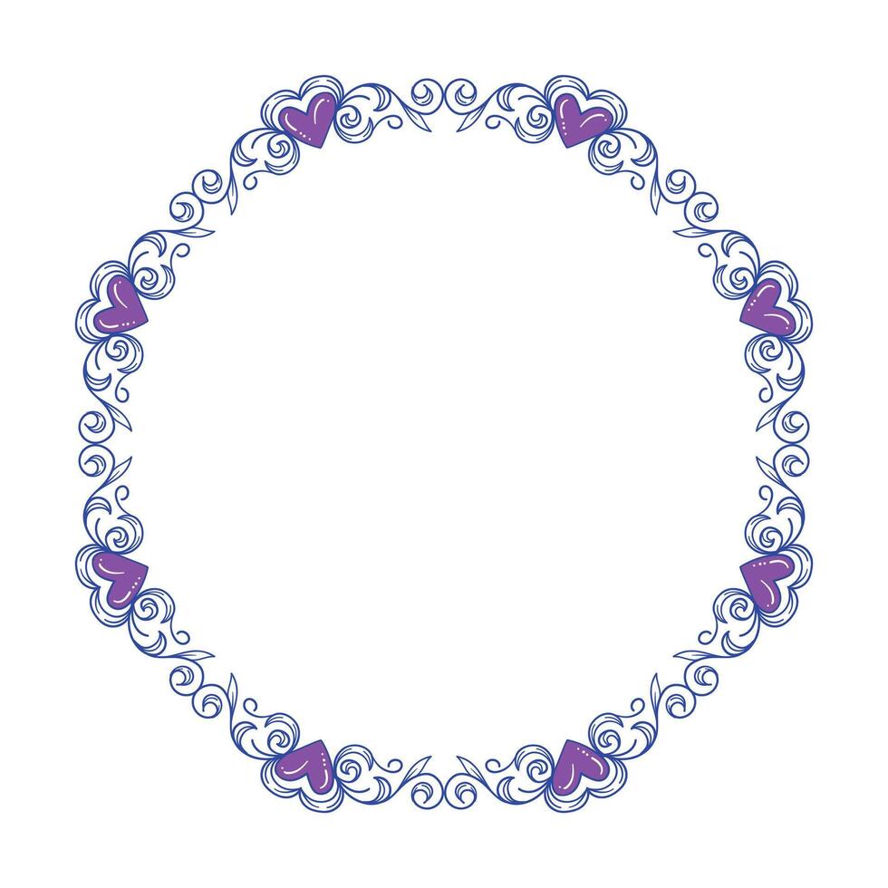Hand drawn flat design hearts border and frame vector