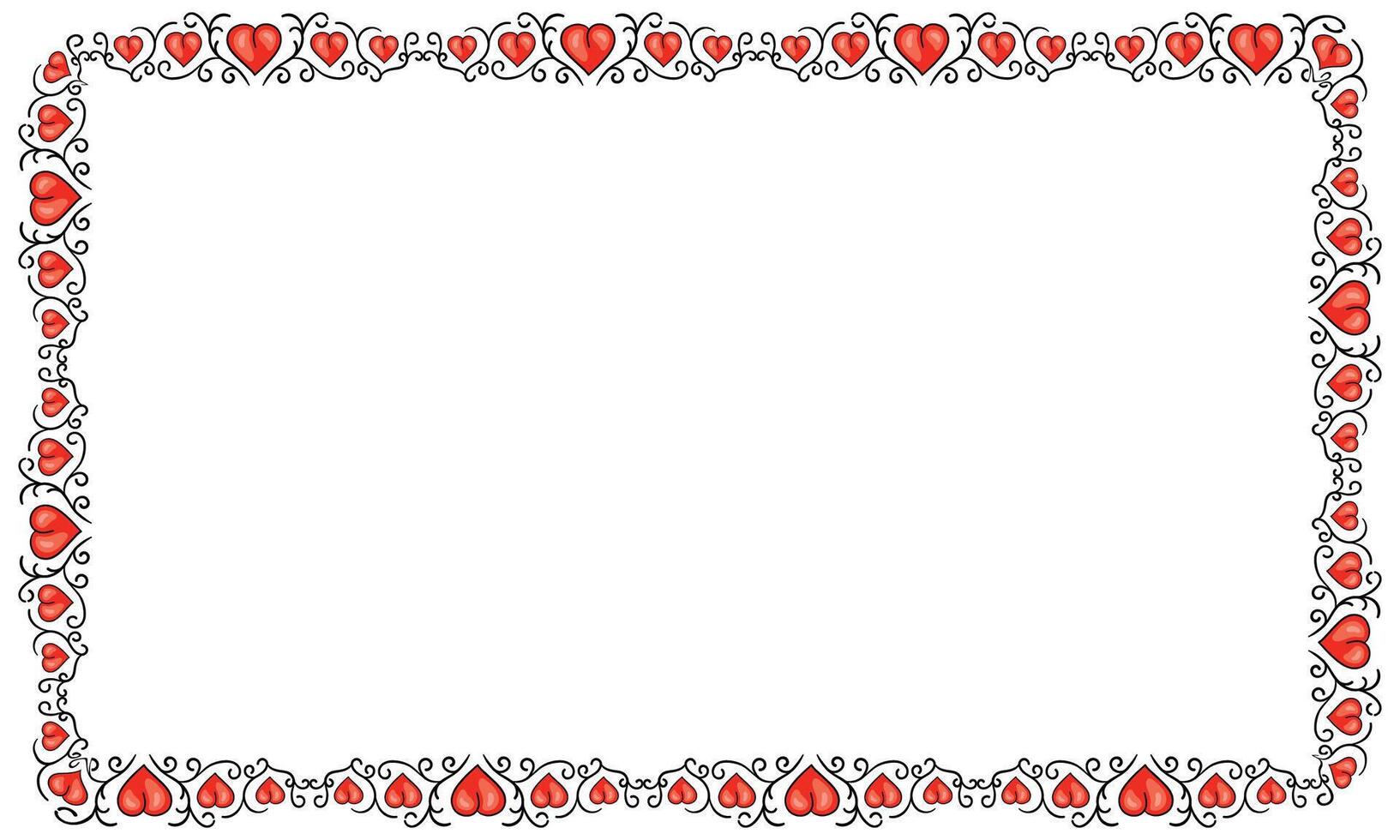 Hand drawn flat design hearts border and frame vector