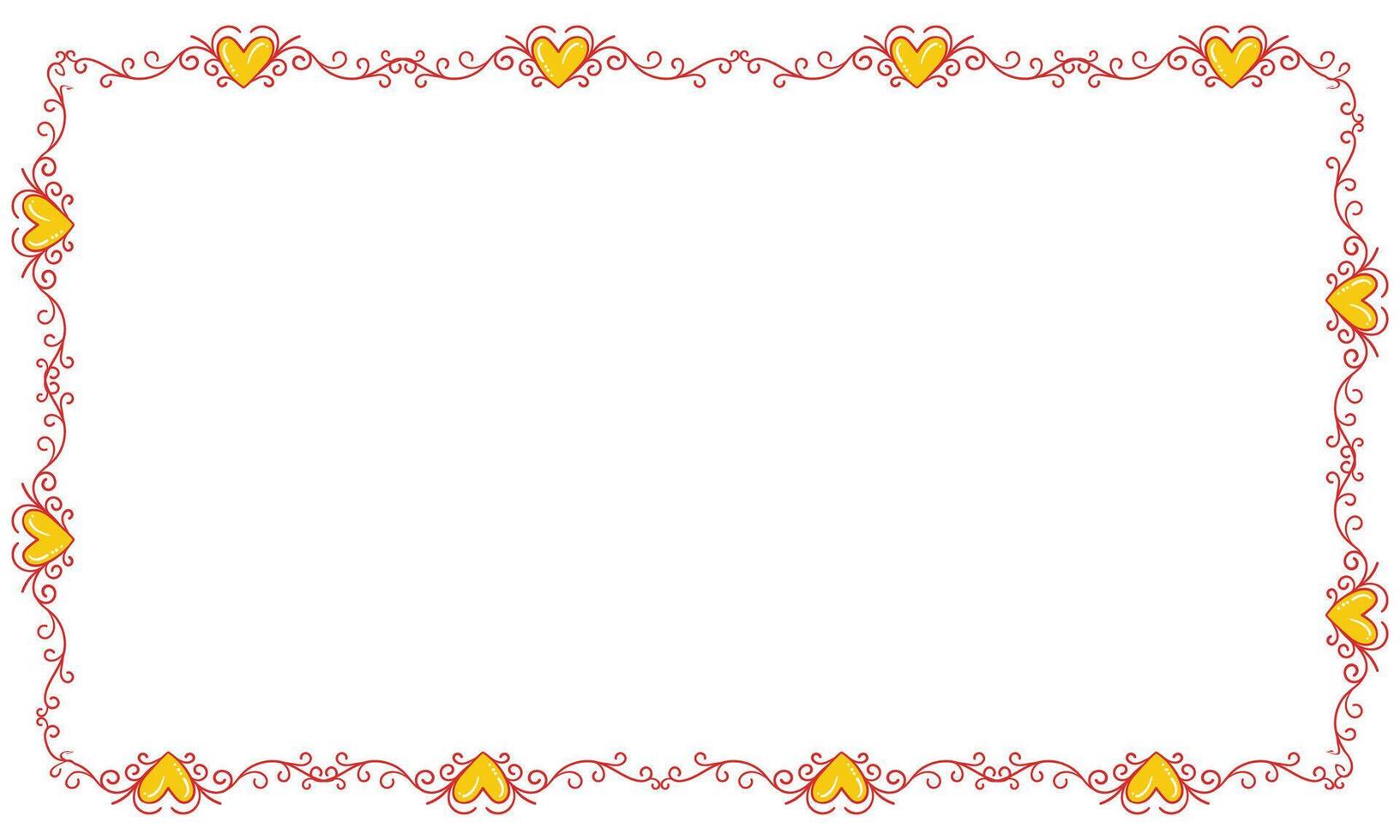 Hand drawn flat design hearts border and frame vector