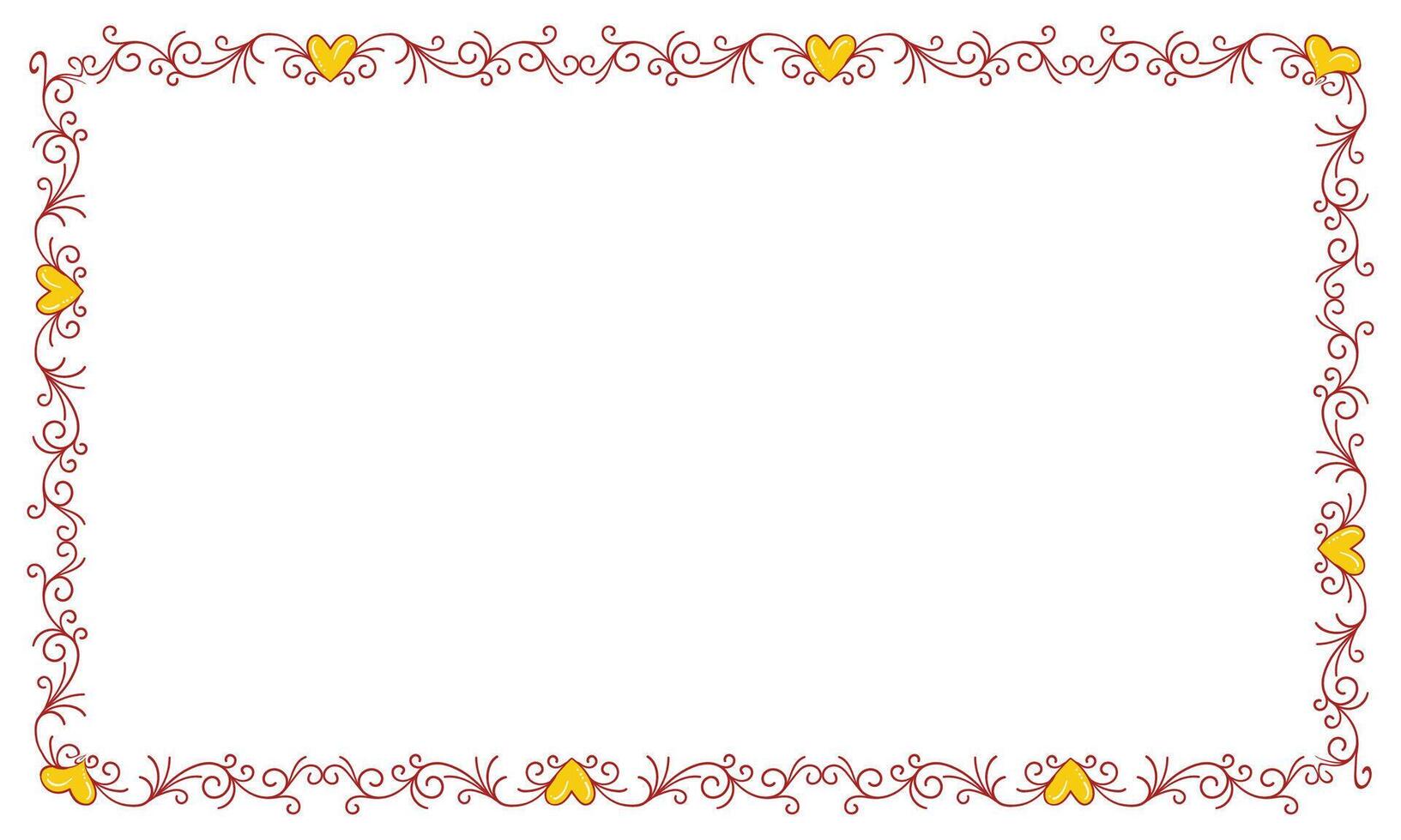 Hand drawn flat design hearts border and frame vector