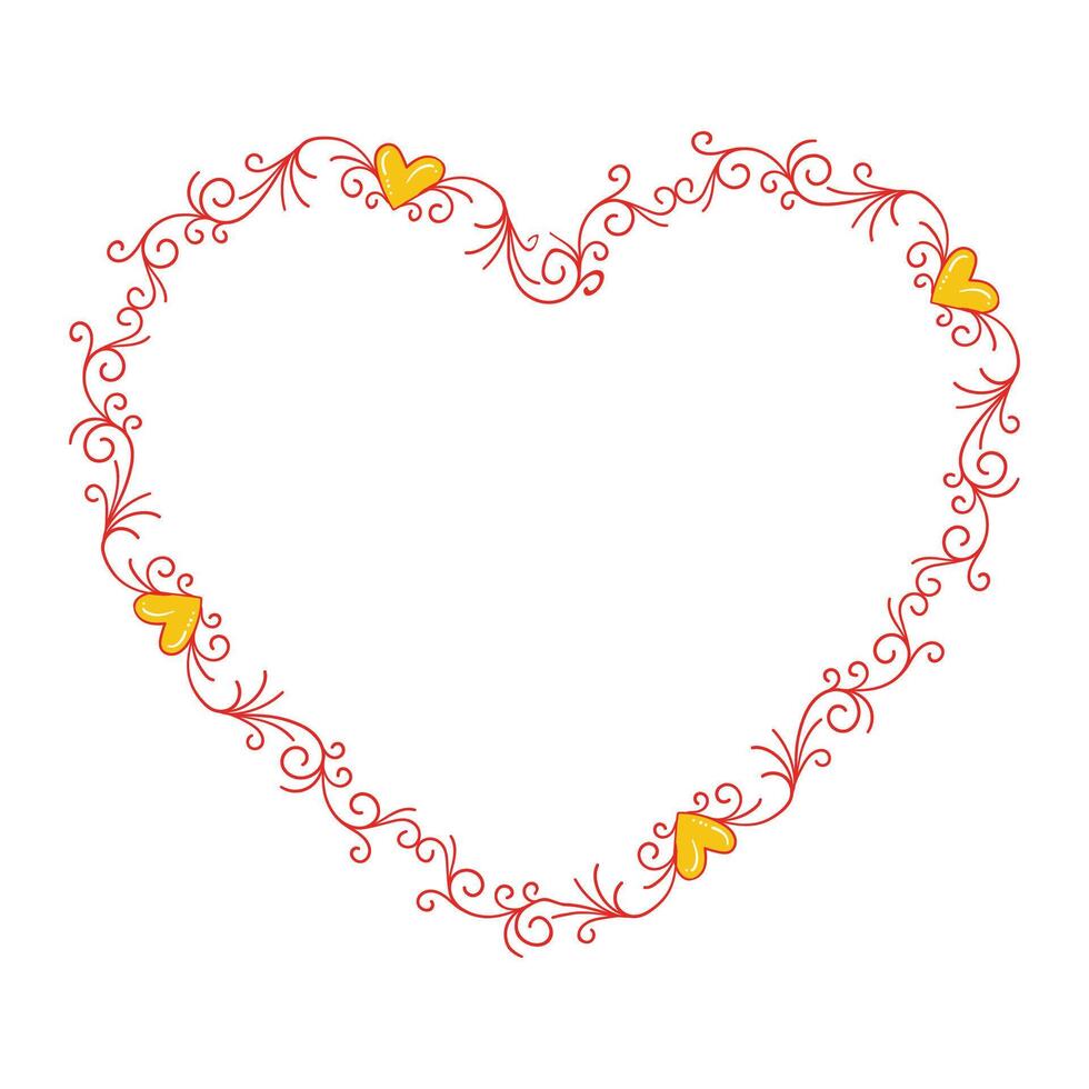 Hand drawn flat design hearts border and frame vector