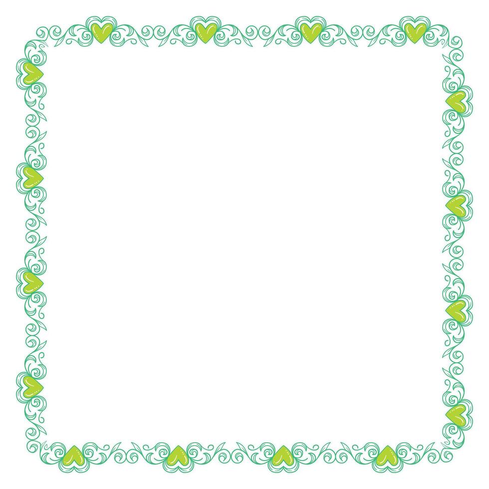 Hand drawn flat design hearts border and frame vector