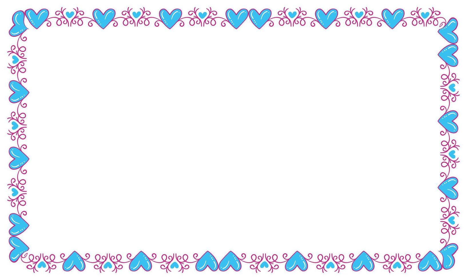 Hand drawn flat design hearts border and frame vector