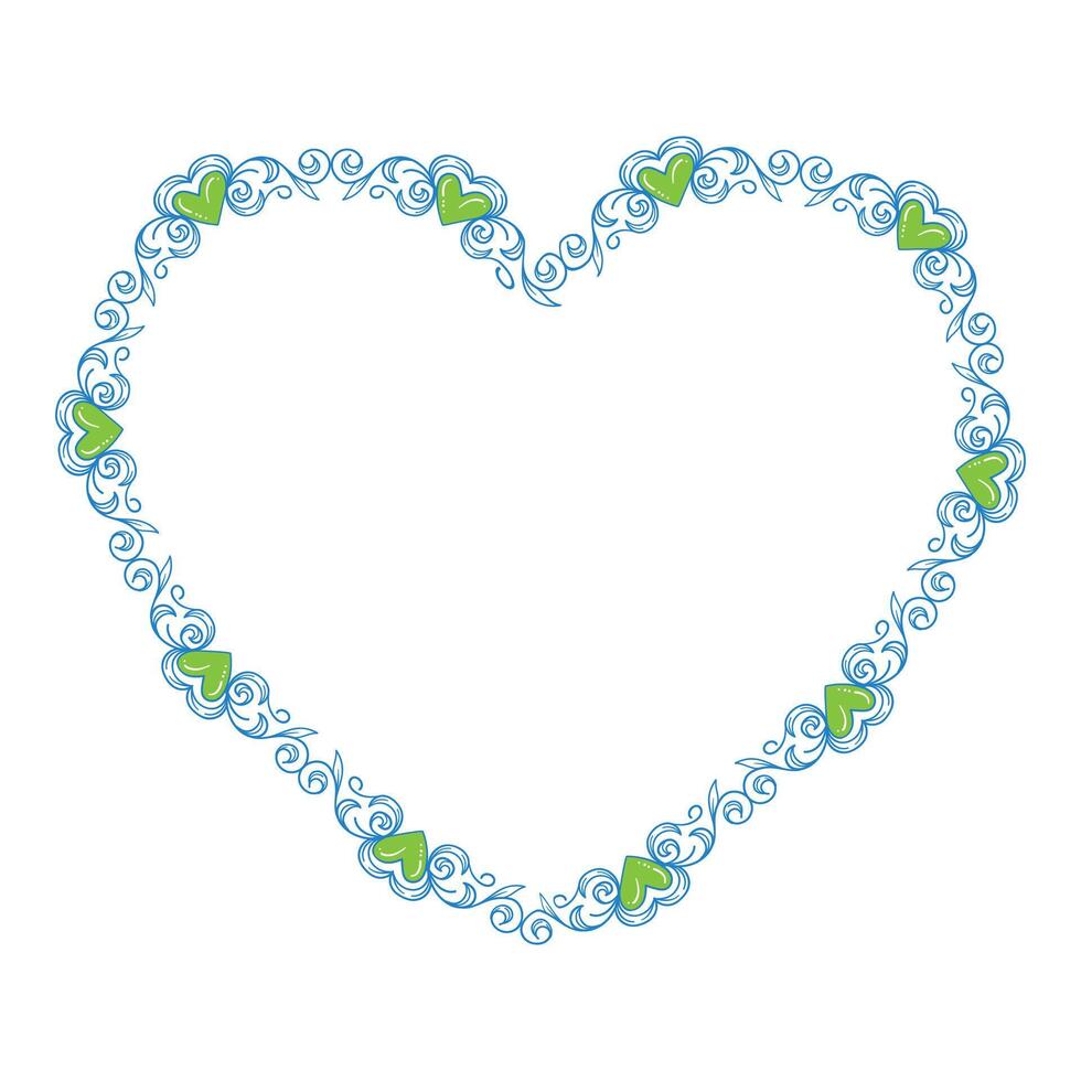 Hand drawn flat design hearts border and frame vector