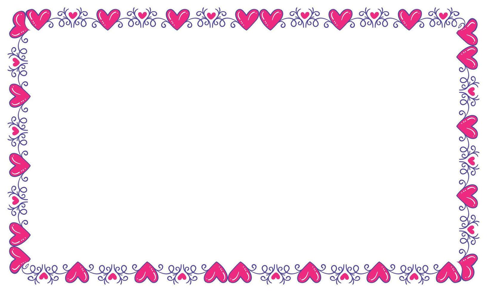 Hand drawn flat design hearts border and frame vector