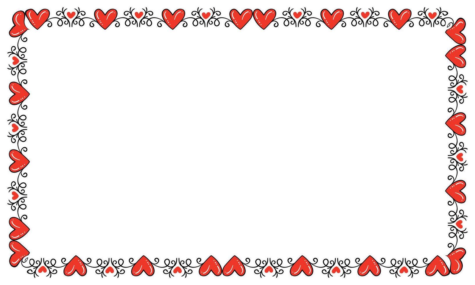 Hand drawn flat design hearts border and frame vector