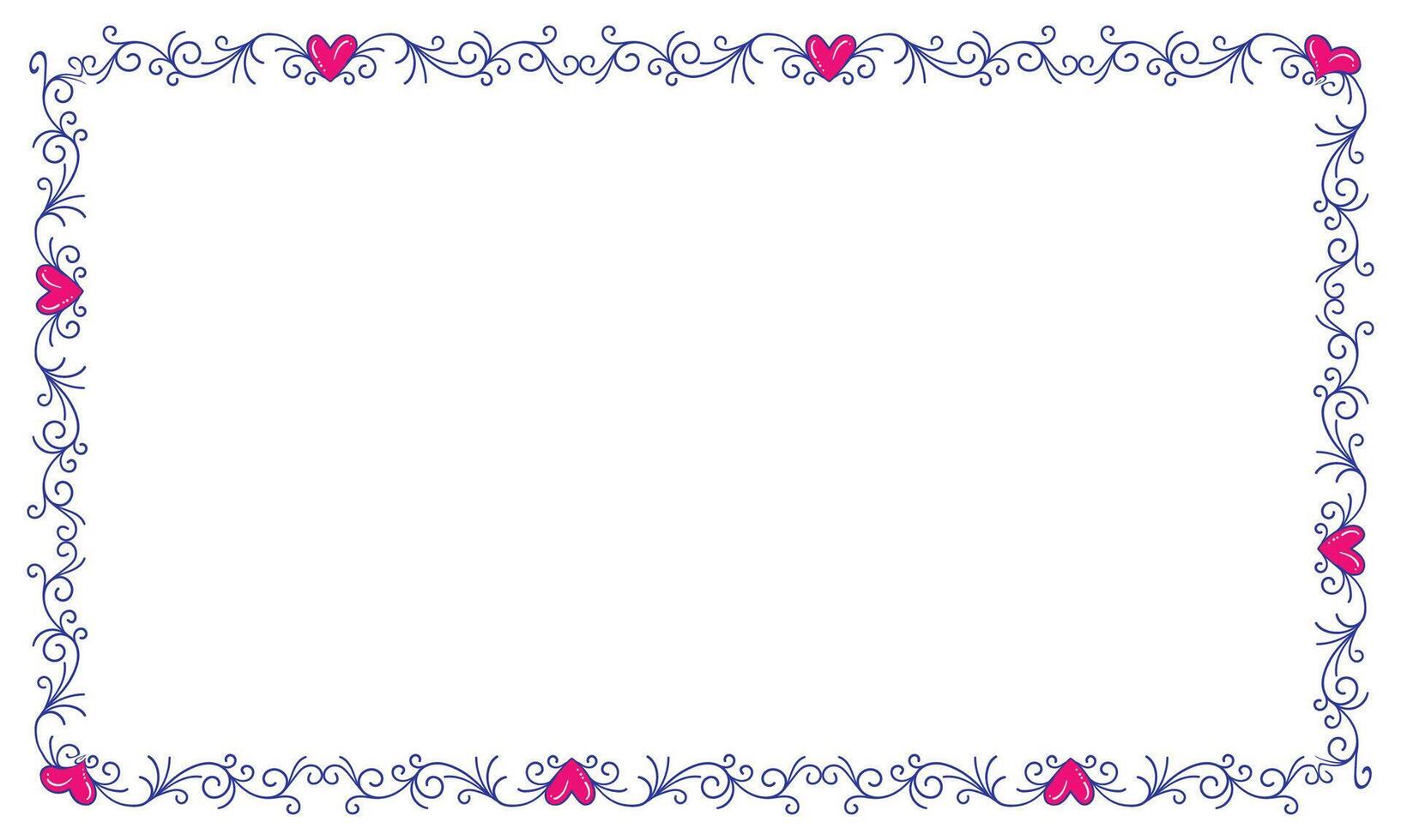 Hand drawn flat design hearts border and frame vector