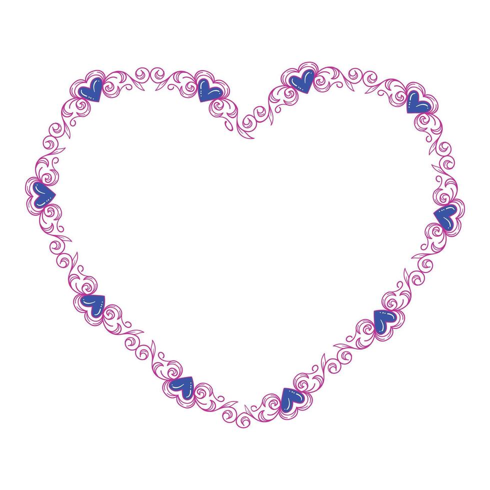 Hand drawn flat design hearts border and frame vector