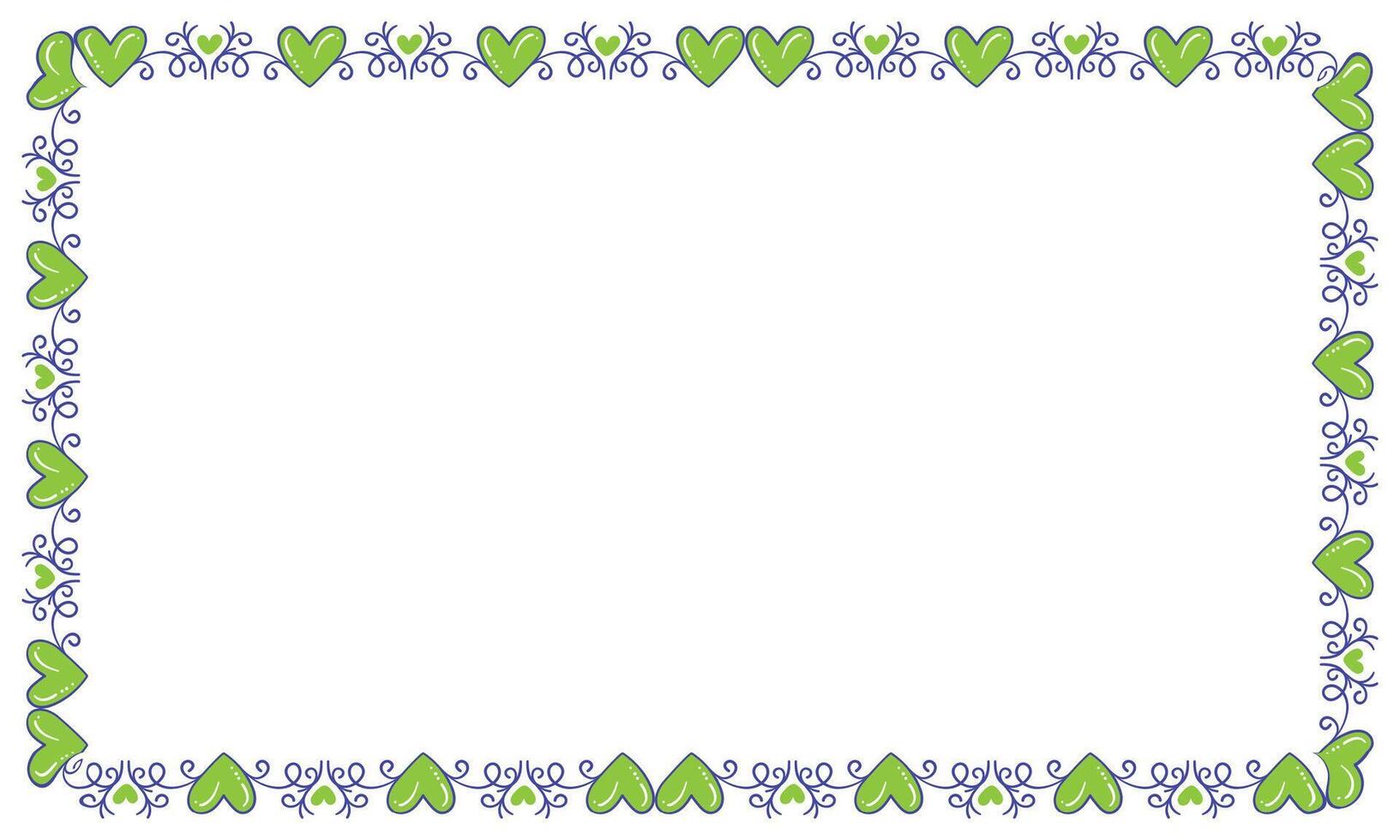 Hand drawn flat design hearts border and frame vector