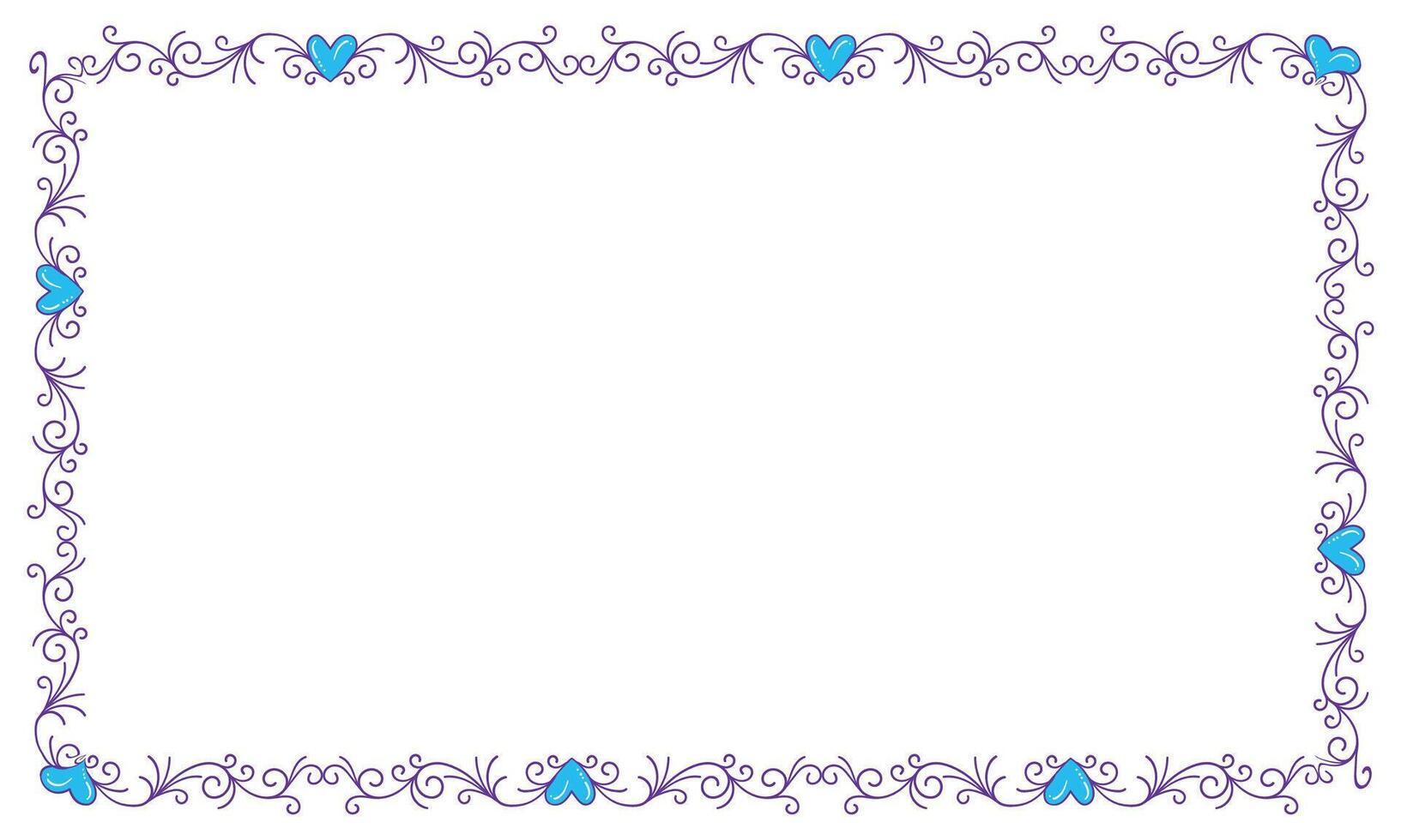 Hand drawn flat design hearts border and frame vector