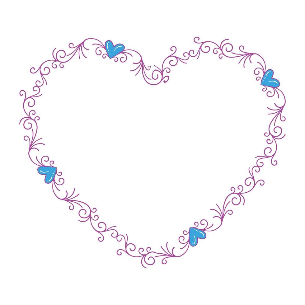 Hand drawn flat design hearts border and frame vector