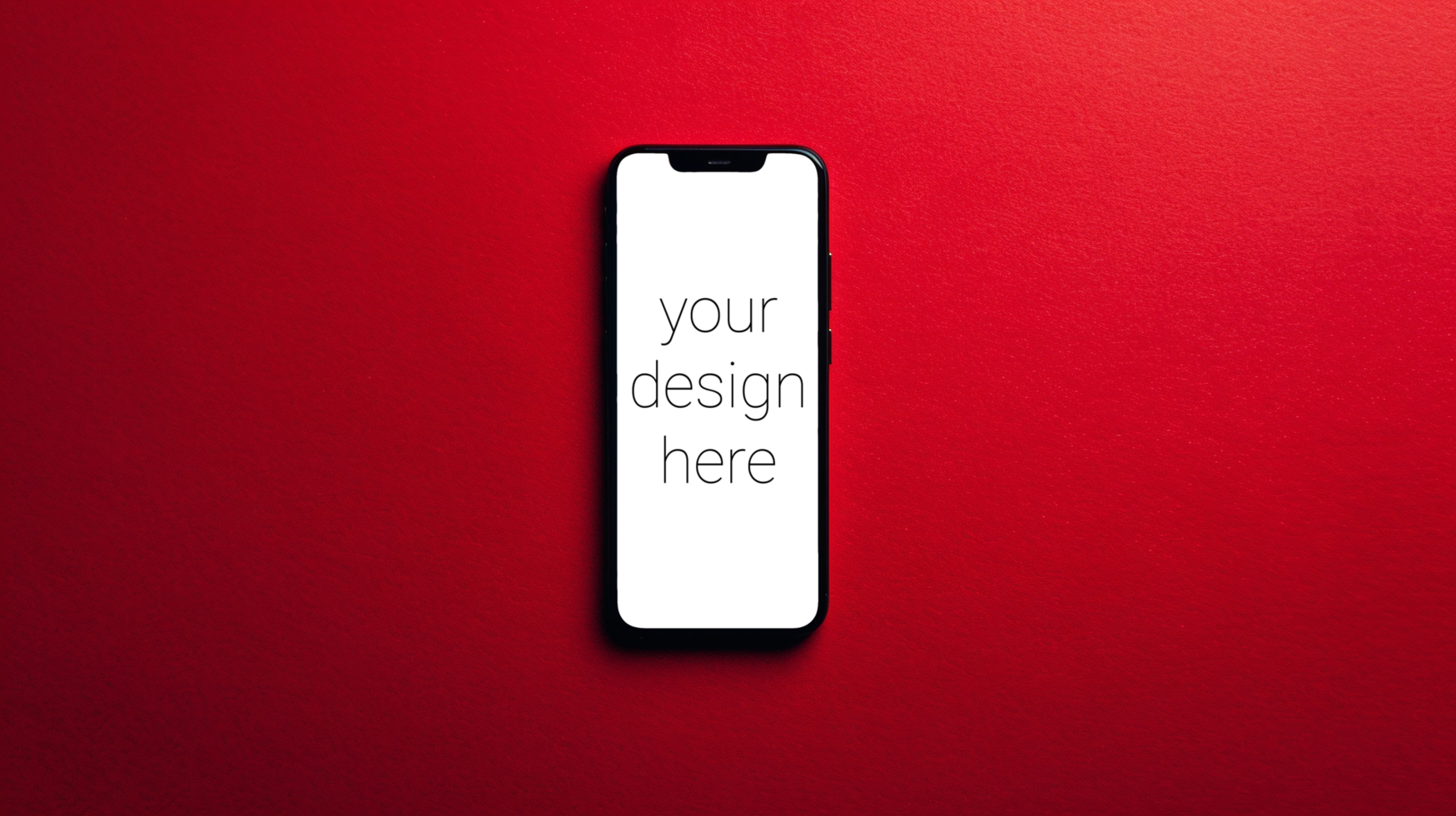 Mockup of smartphone on red background with copy space psd