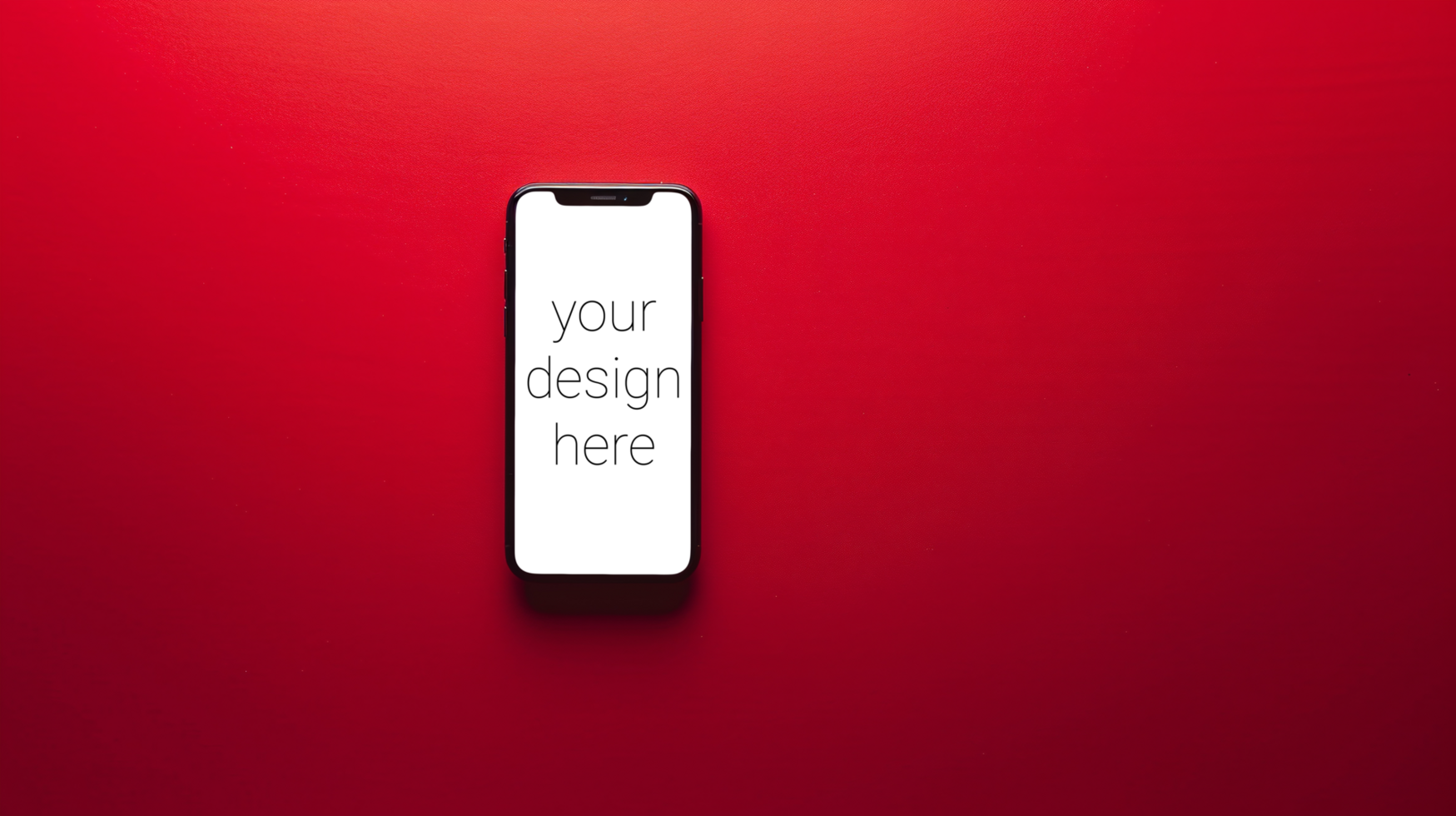 Mockup of smartphone on red background with copy space psd