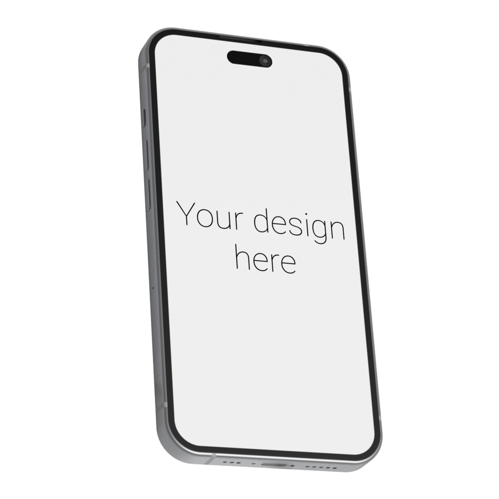 Mockup in isometric style of white smartphone without background psd