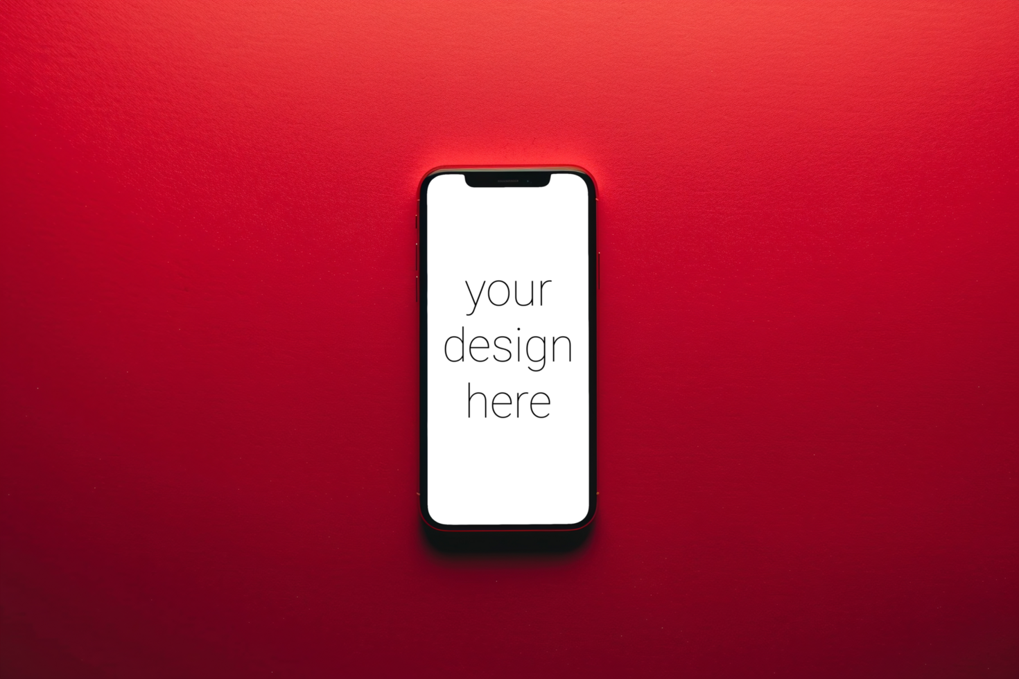 Mockup of smartphone on red background with copy space psd
