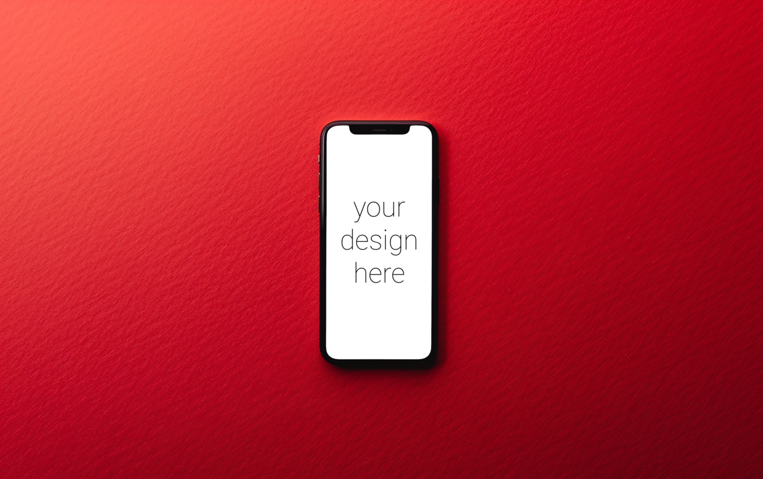 Mockup of smartphone on red background with copy space psd