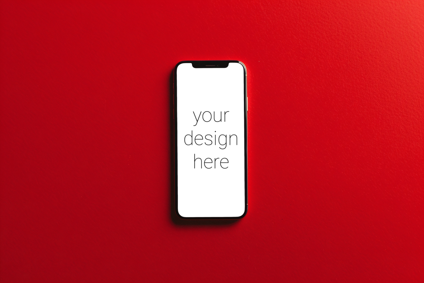 Mockup of smartphone on red background with copy space psd