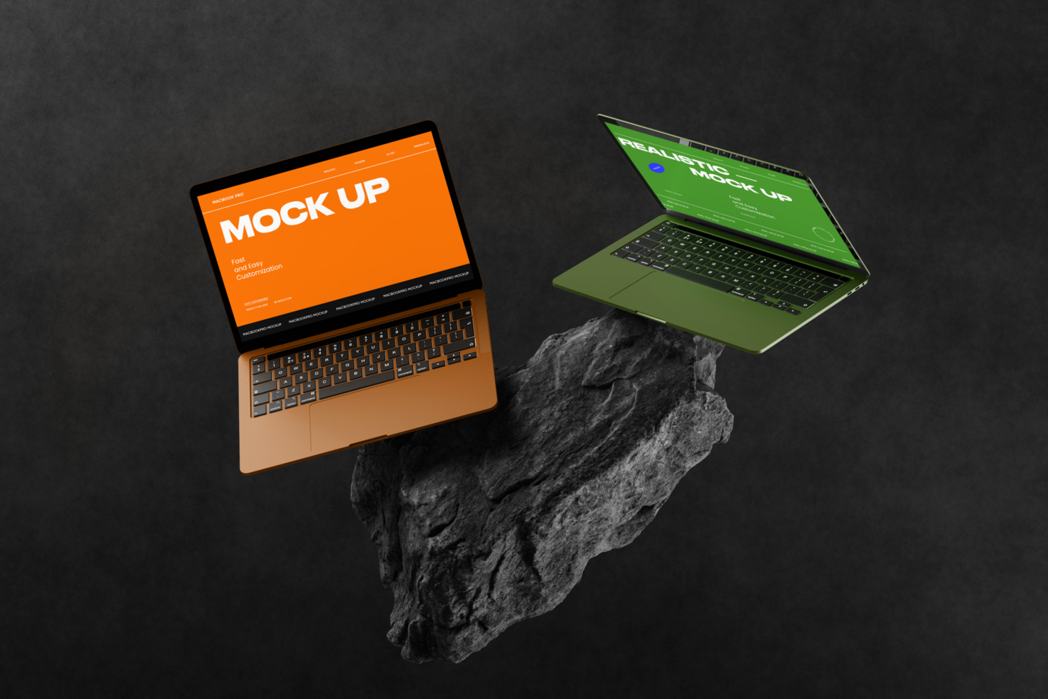 Multiple Laptop and keyboard mockup with abstract background psd