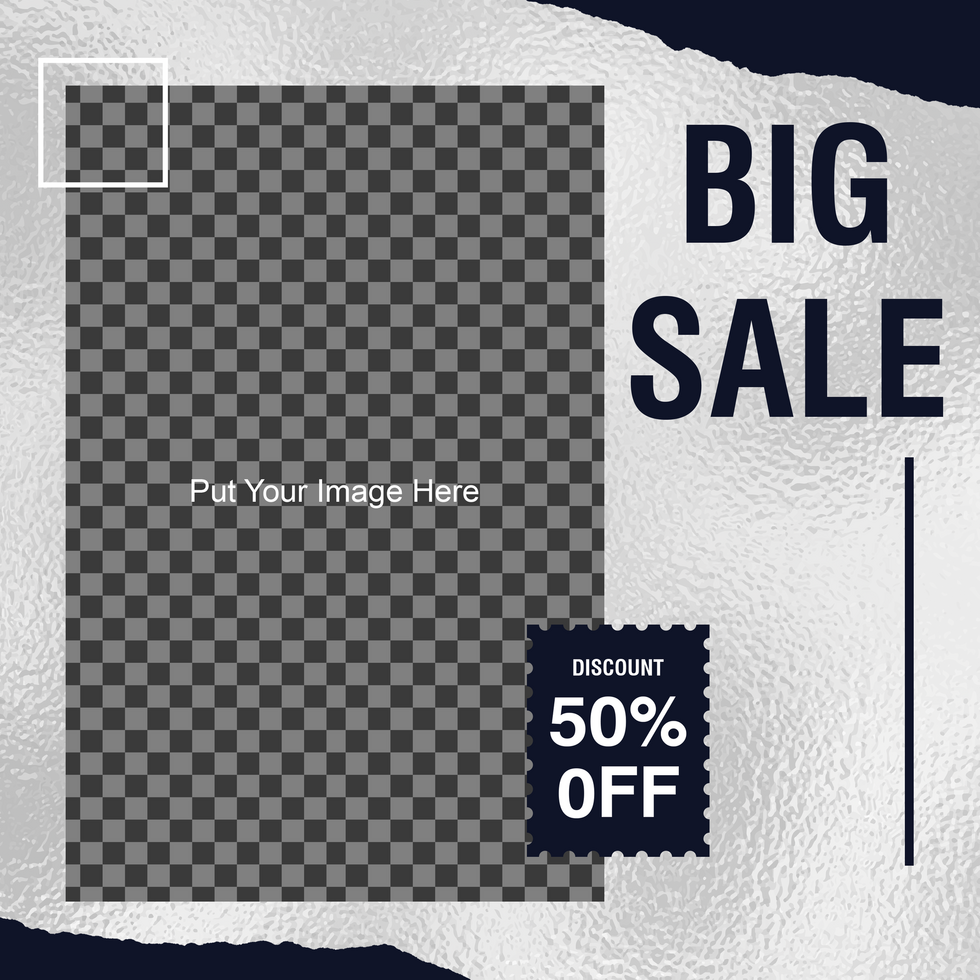 Big Sale streetwear social media template with metallic theme psd