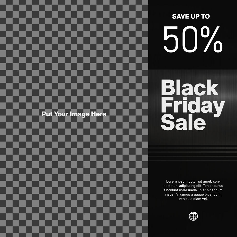 Black Friday Sale Fashion Social Media Post Template with metallic theme psd