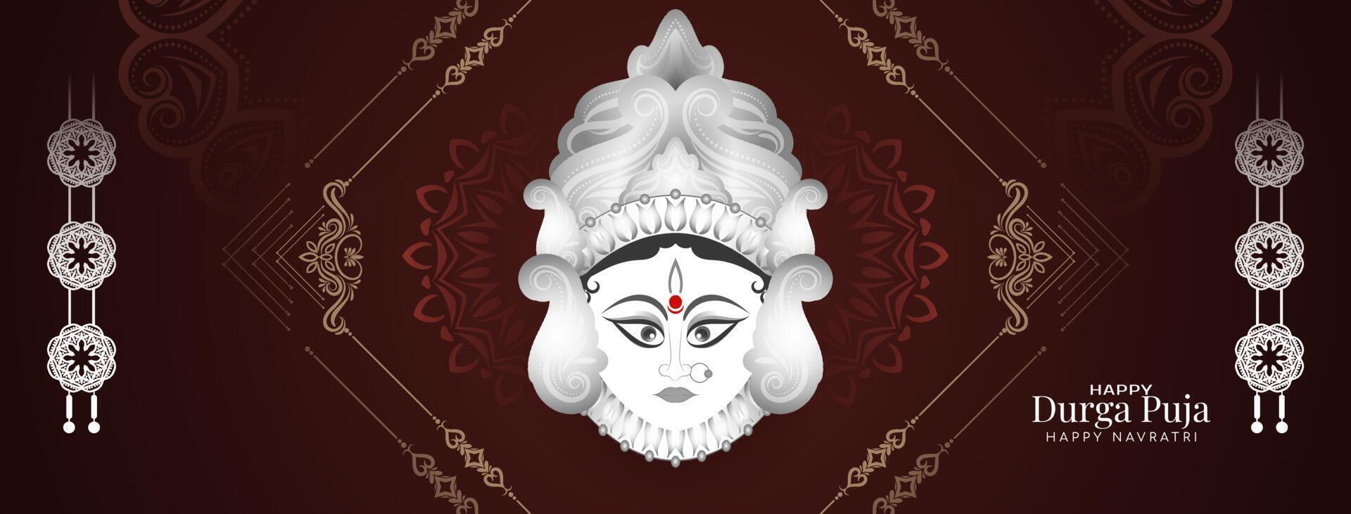 Beautiful Durga Puja and Happy navratri Indian goddess worship festival banner vector