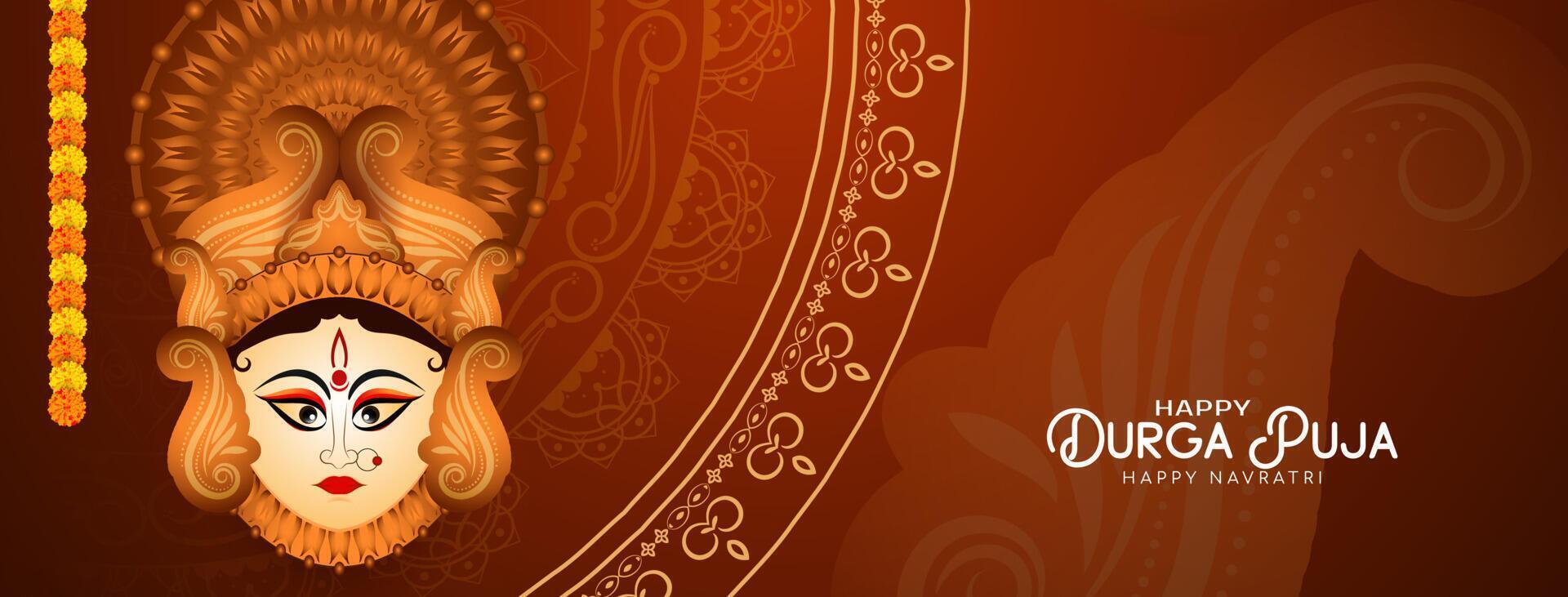 Durga Puja and Happy navratri festival stylish celebration banner design vector