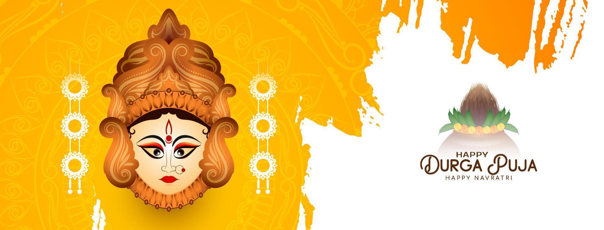 Durga Puja and Happy navratri traditional worship festival elegant banner vector