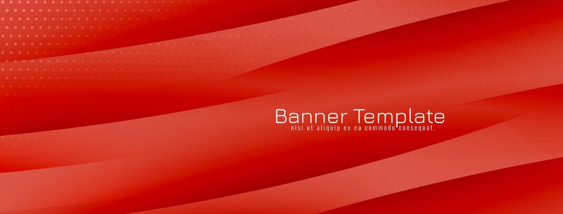 Abstract red color wave style decorative banner template vector