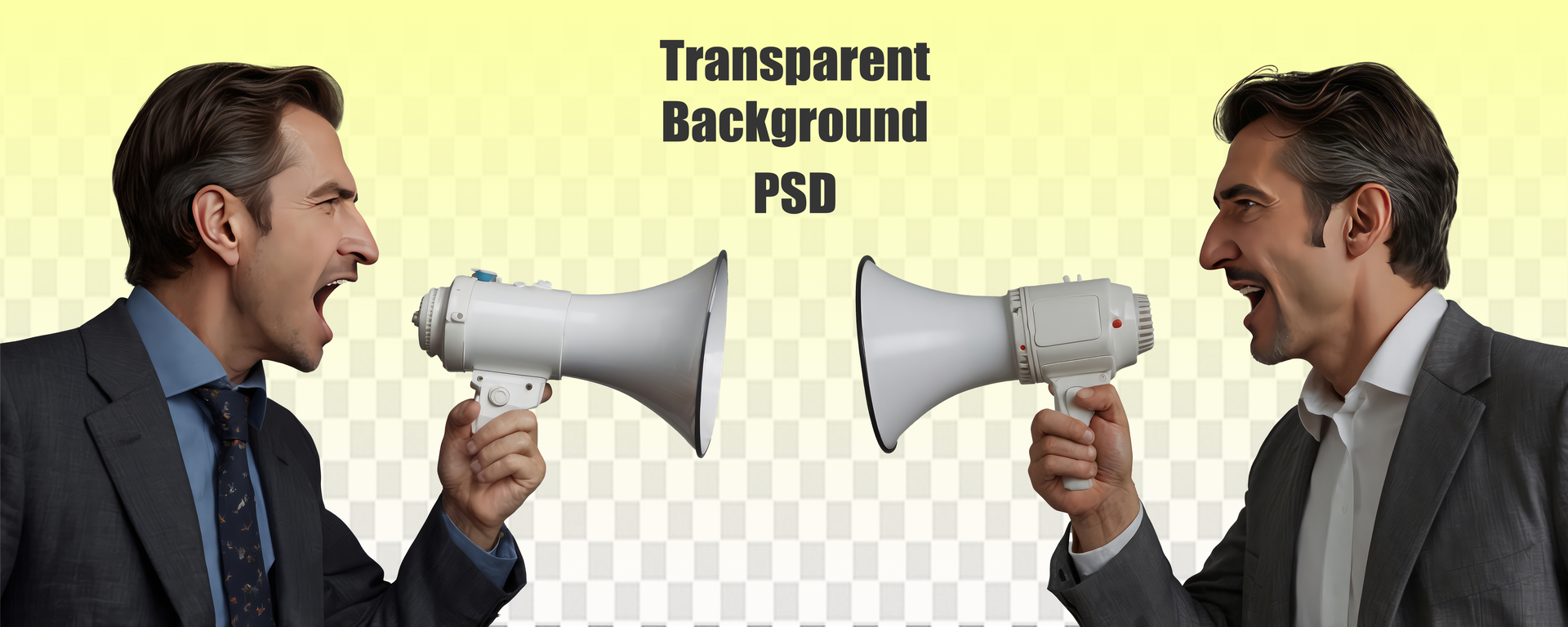 Young businessman with a megaphone psd
