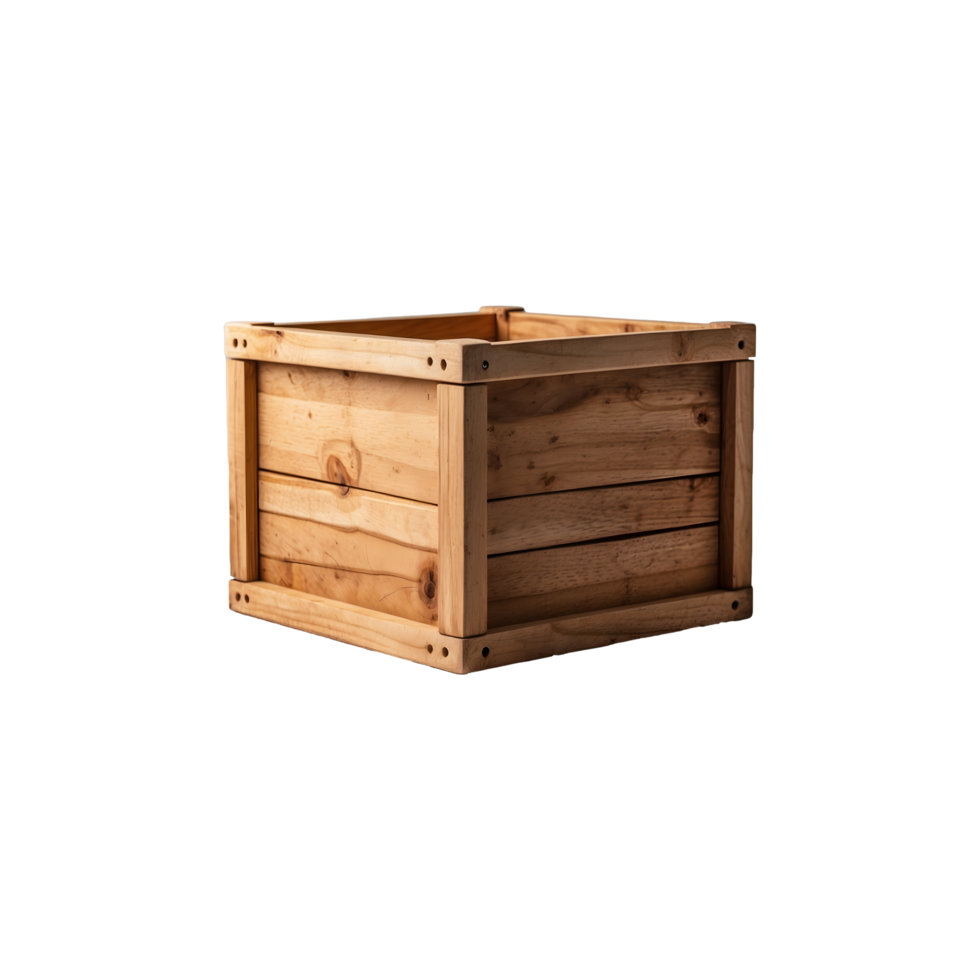 Realistic Wooden crates, Wooden fruit box isolated on a transparent background . Wood tray for farm fruit or vegetables png
