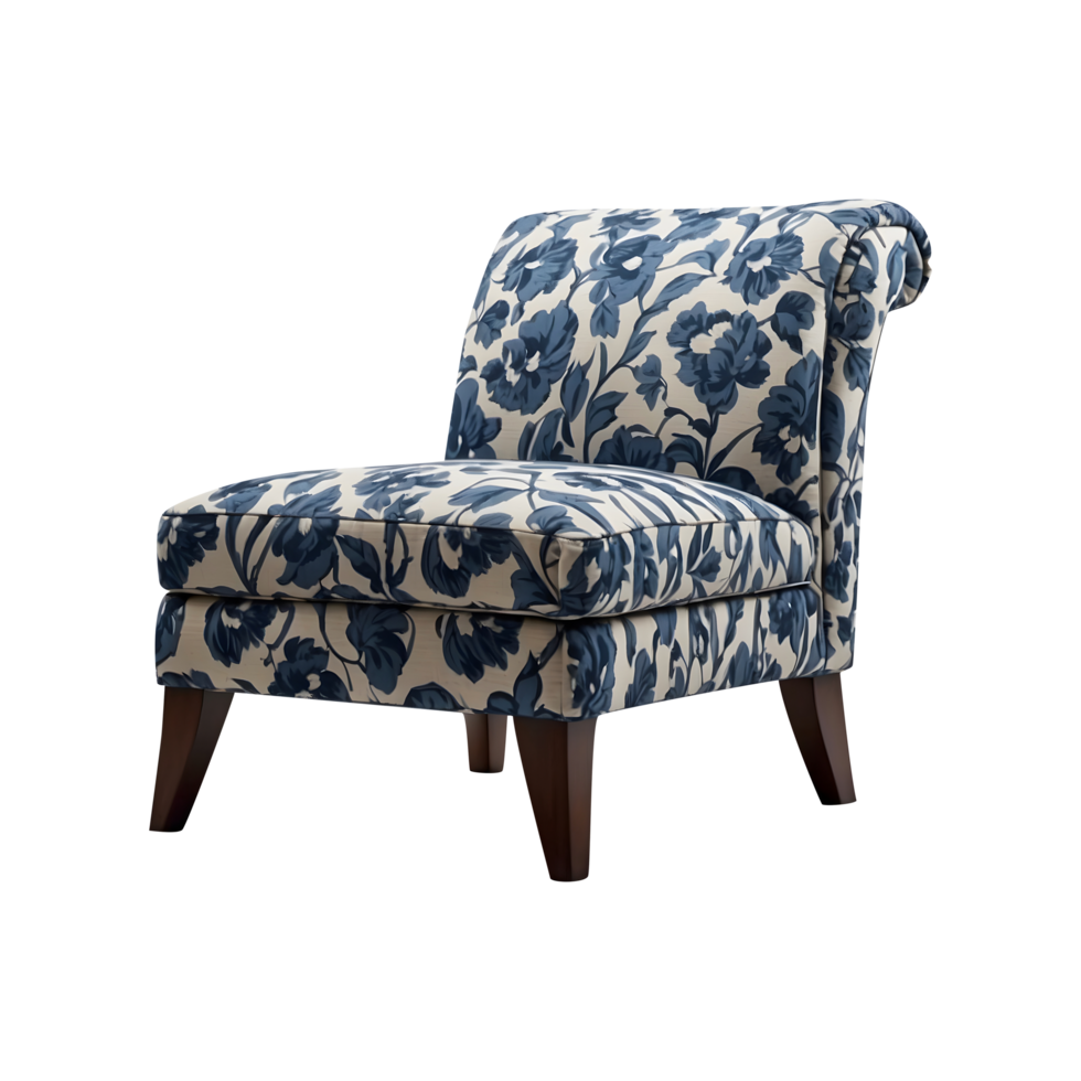 a chair with a floral pattern on it isolated on a transparent background png