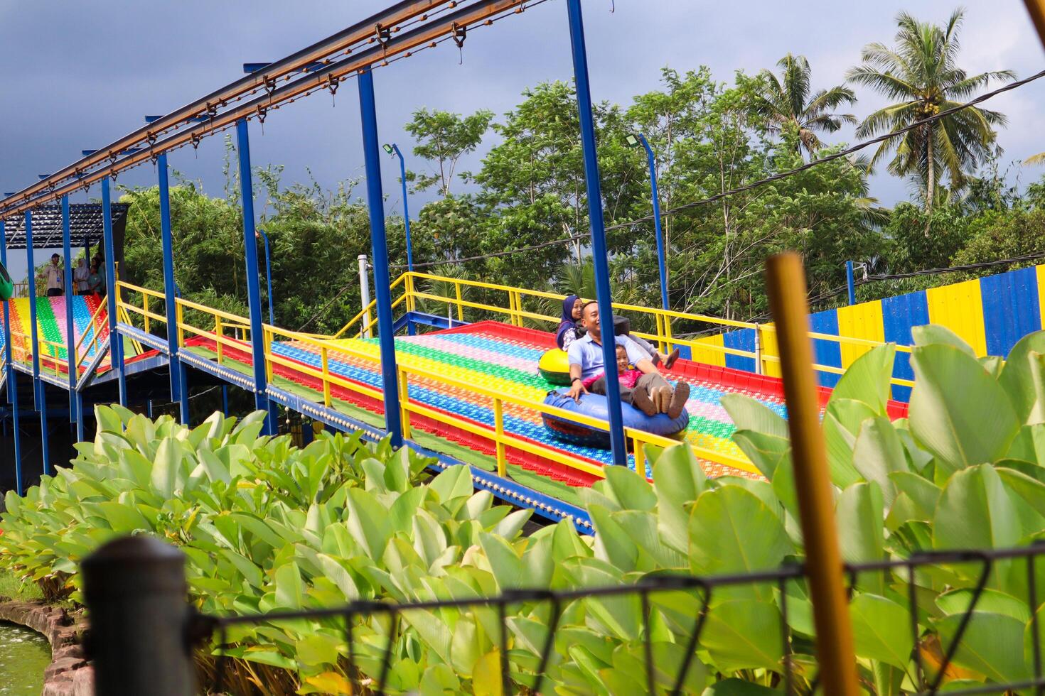 a amusement rides at Blitar Park. blitar, indonesia - 21 may 2024 photo