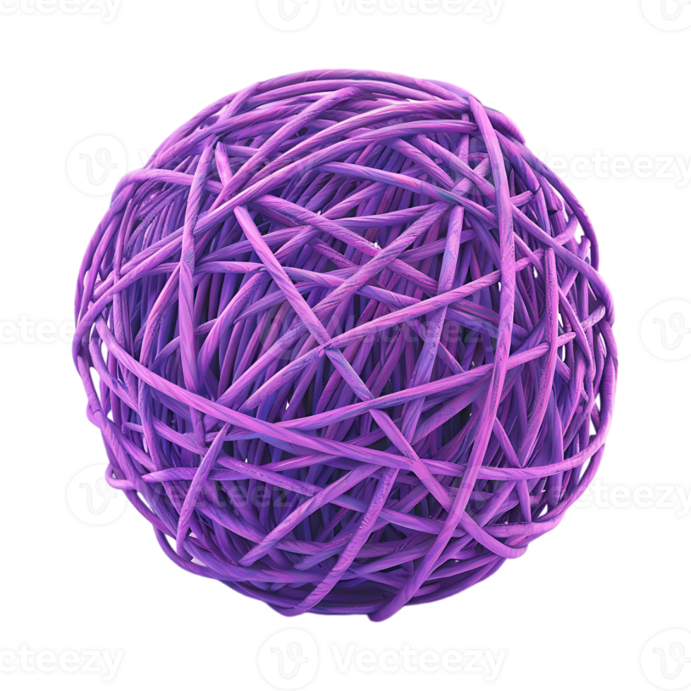 Purple Thread Ball Round on Transparent Background png