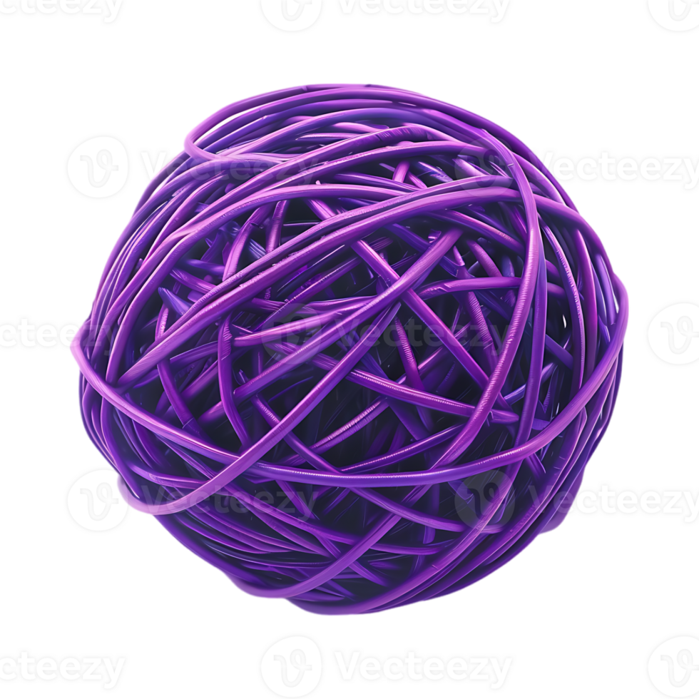 Purple Thread Ball Round on Transparent Background png