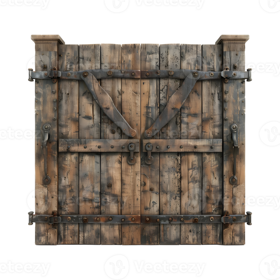 Wooden Gate Fence Outdoor on Transparent Background png