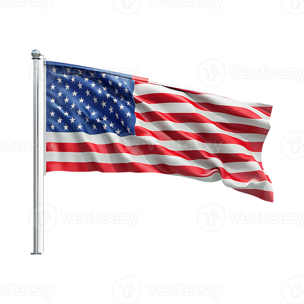 Waving USA Flag on Transparent Background png