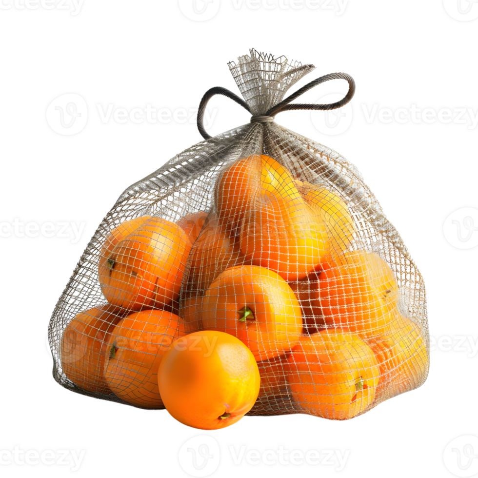 Oranges in a Mesh on Transparent Background png