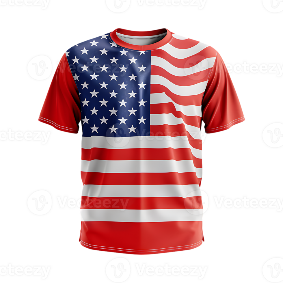 USA Flag Printed on T-shirt on Transparent Background png