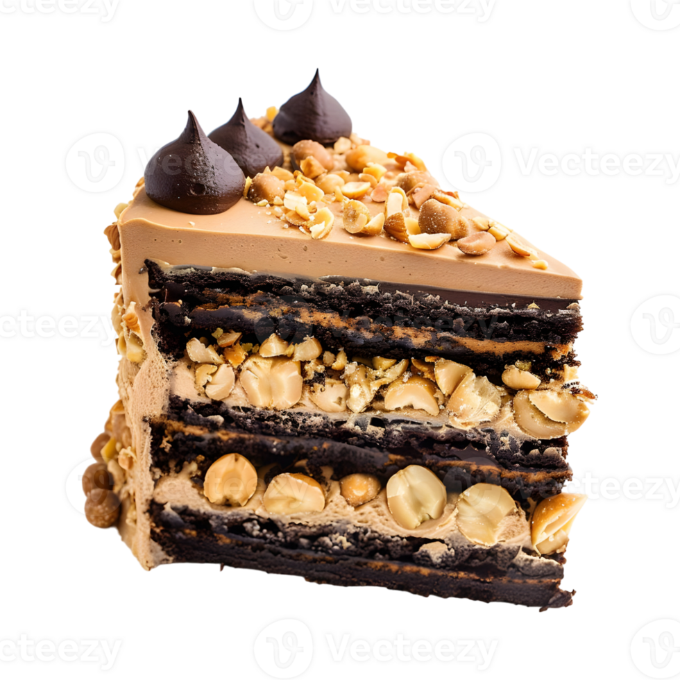 Almonds and Chocolate Cake on Transparent Background png