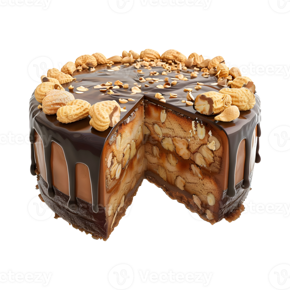 Almonds and Chocolate Cake on Transparent Background png