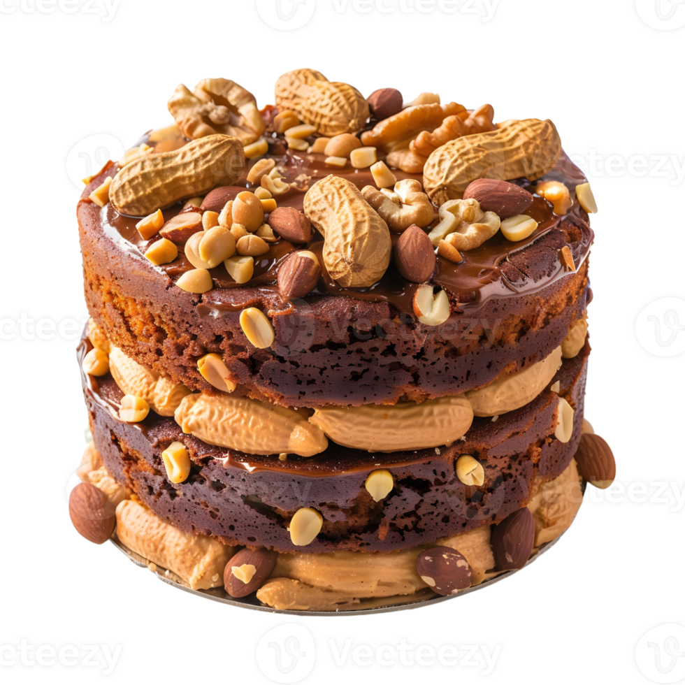Almonds and Chocolate Cake on Transparent Background png