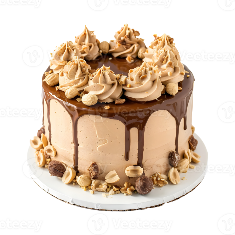 Almonds and Chocolate Cake on Transparent Background png