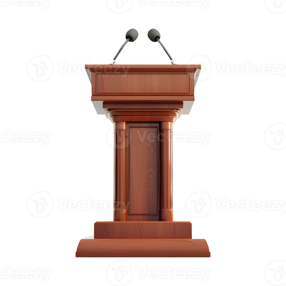 Stage stand or debate podium rostrum with microphone on Transparent Background png