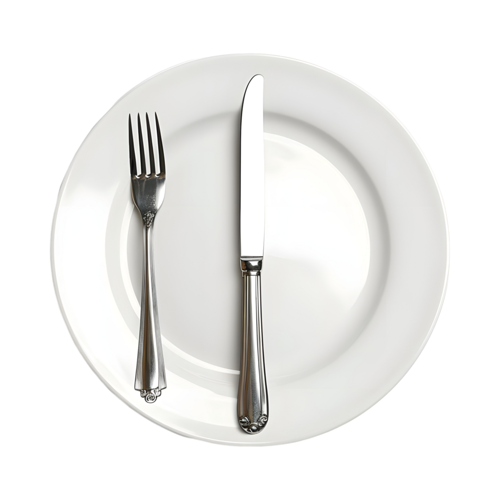 Blank Plate with Knife or Spoon on it on Transparent Background png