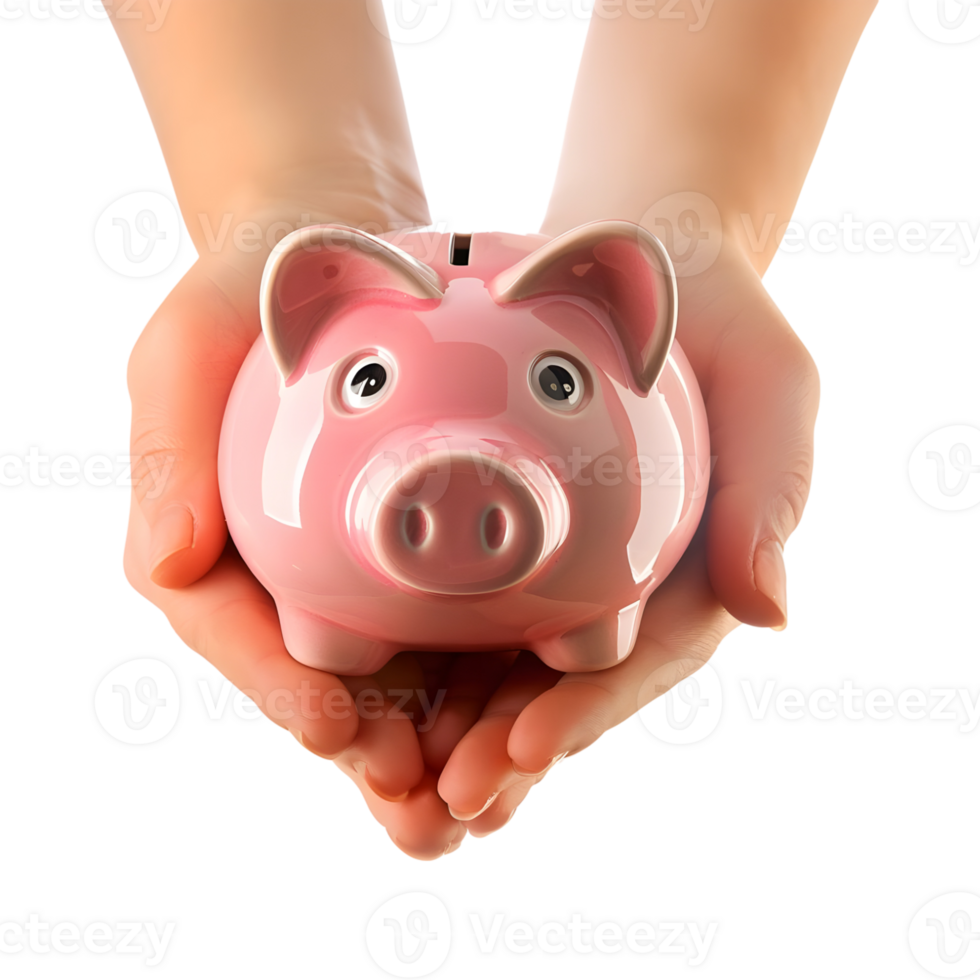 Piggy Bank in Hand on Transparent Background png