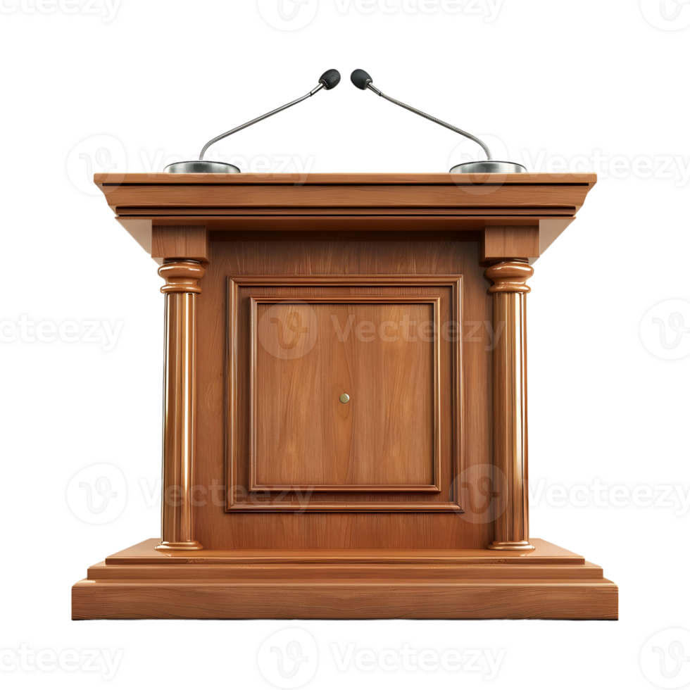 Stage stand or debate podium rostrum with microphone on Transparent Background png