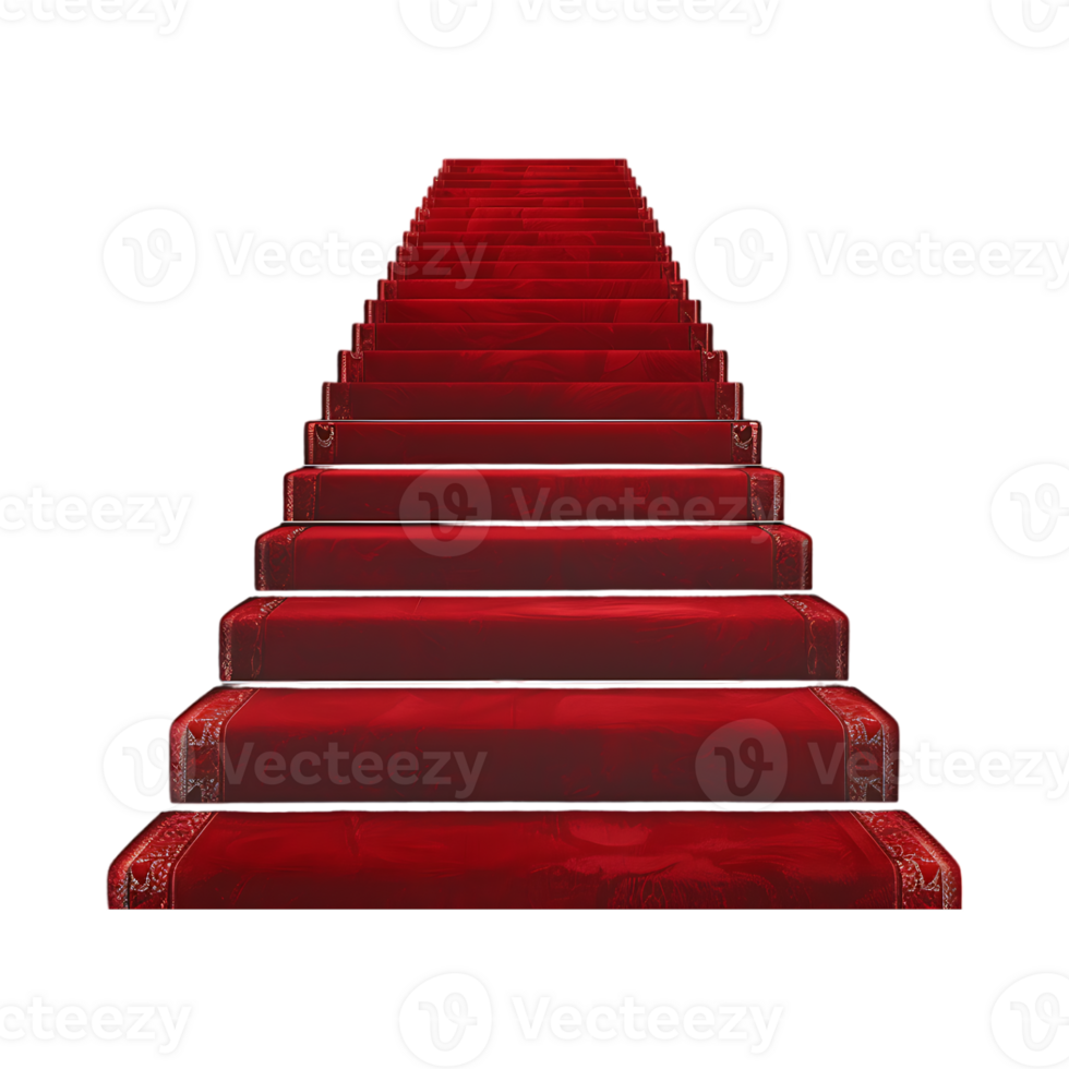 Stairs With Red Carpet on it on Transparent Background png