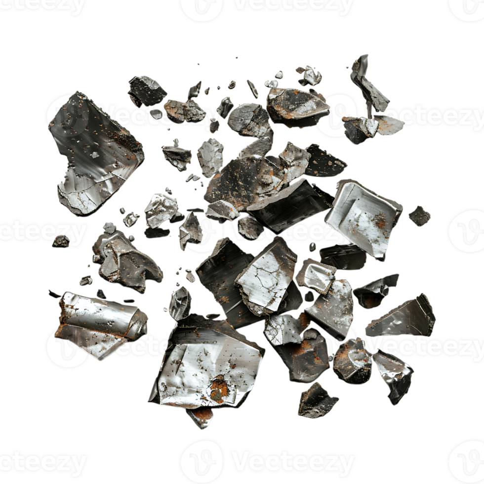 Cracked or Chopped Iron Pieces on Transparent Background png