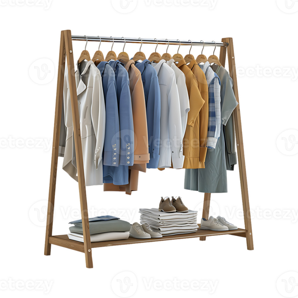 Wardrobe Stand with Clothes on it on Transparent Background png